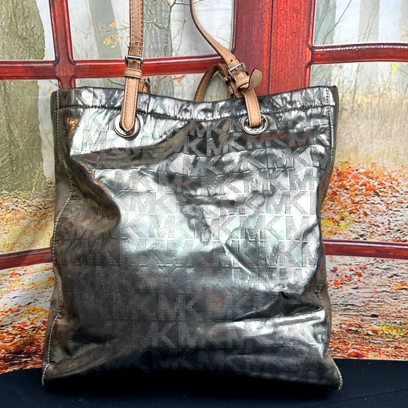 Michael Kors Metallic Mirror PVC and Leather North South Tote