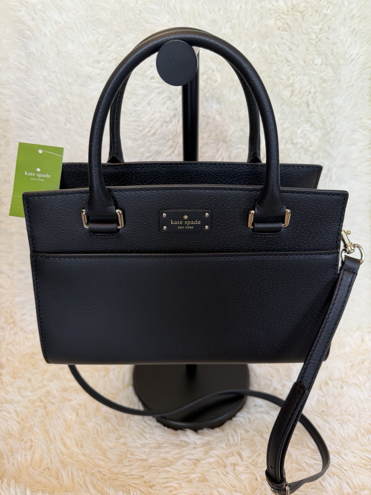 Kate Spade Small Caley Gove Street, Black Pebbled, Satchel Detachable Strap, Zip