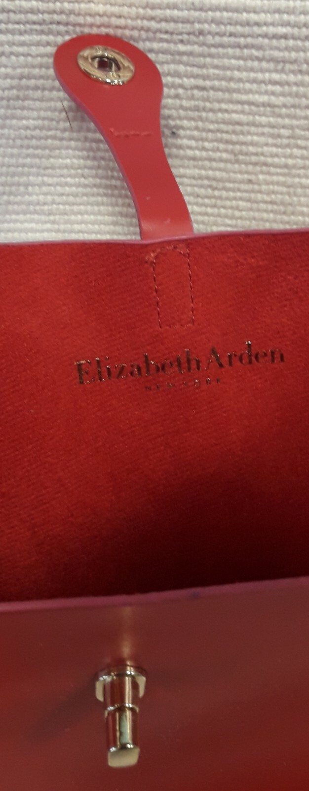 ELIZABETH ARDEN faux leather shoulder bag/tote, red, unlined casual, stylish