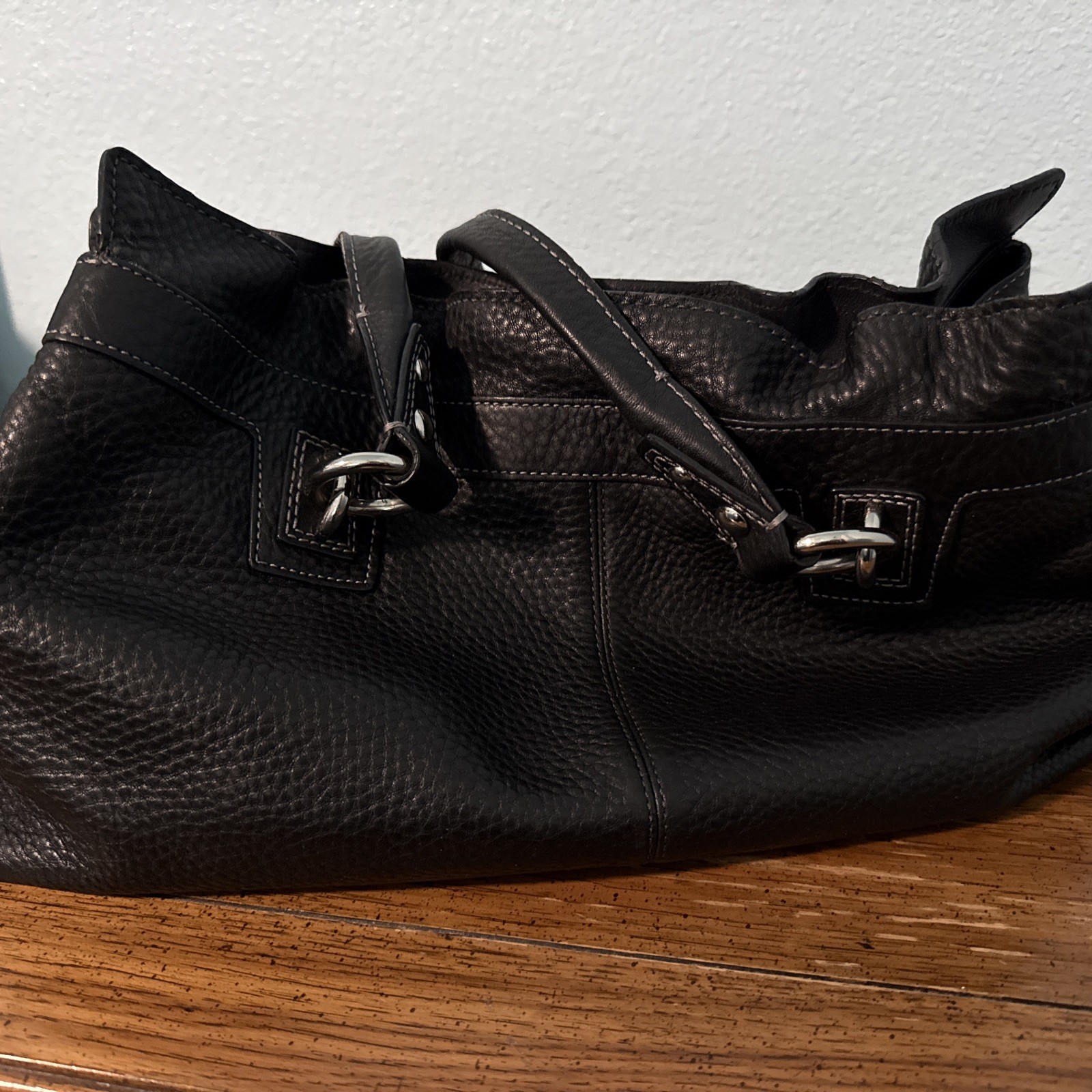 COACH Penelope F14686 Black Pebbled Leather Satchel Shoulder Bag Tote Handbag