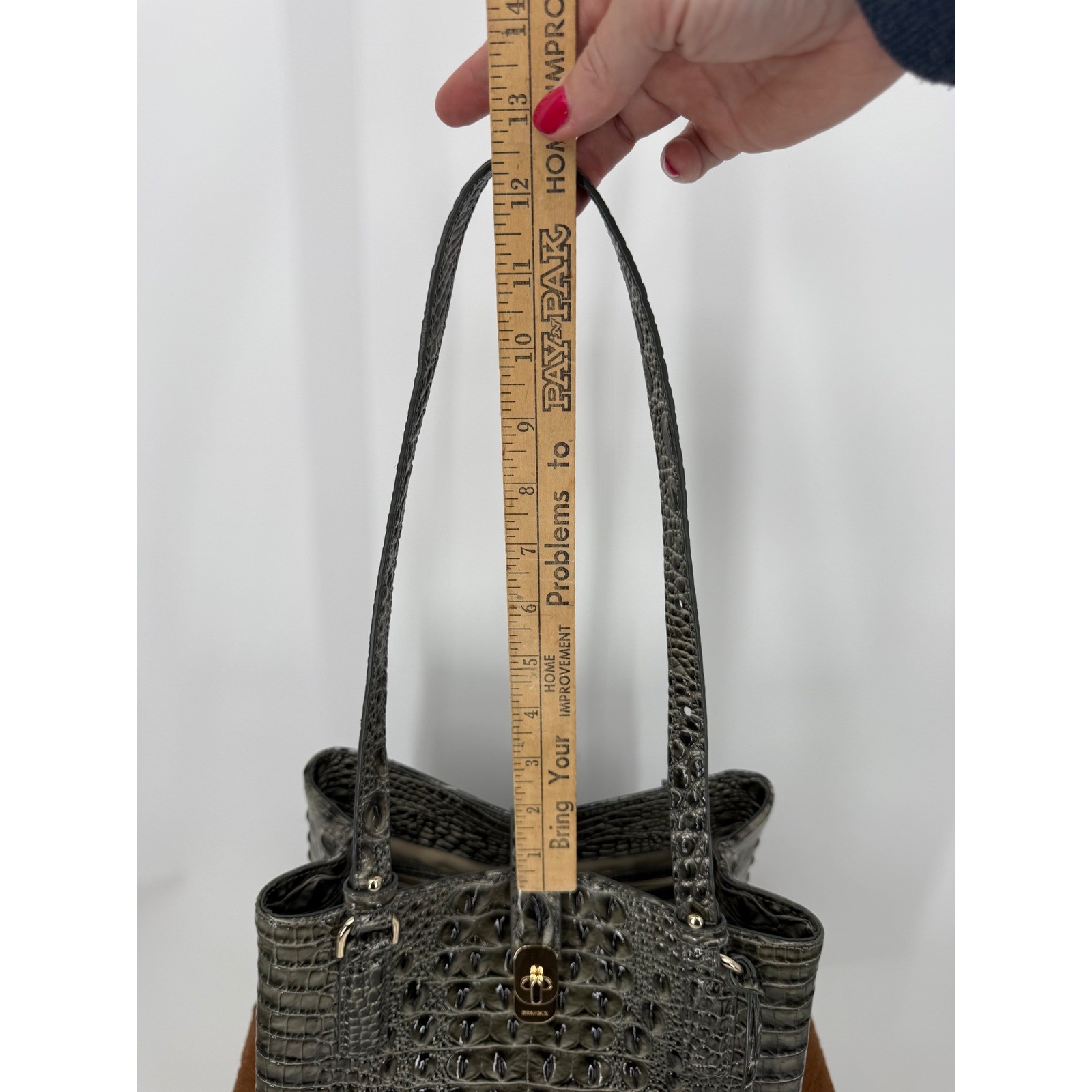 Brahmin $345 Fiora Hunter Melbourne Leather Shoulder Bag Bucket Purse Exotic