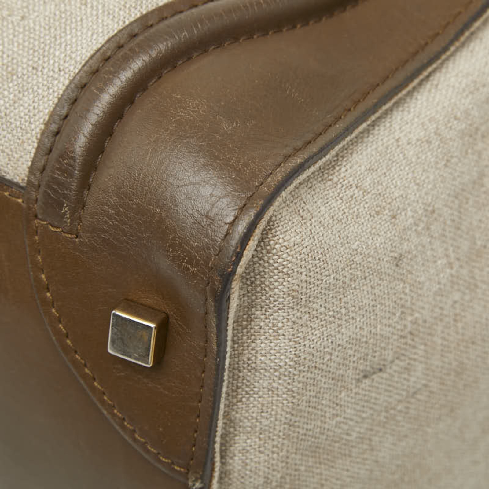 Celine Luggage Mini Shopper Handbag, Beige Brown Canvas Leather, W… GZl1i0cb