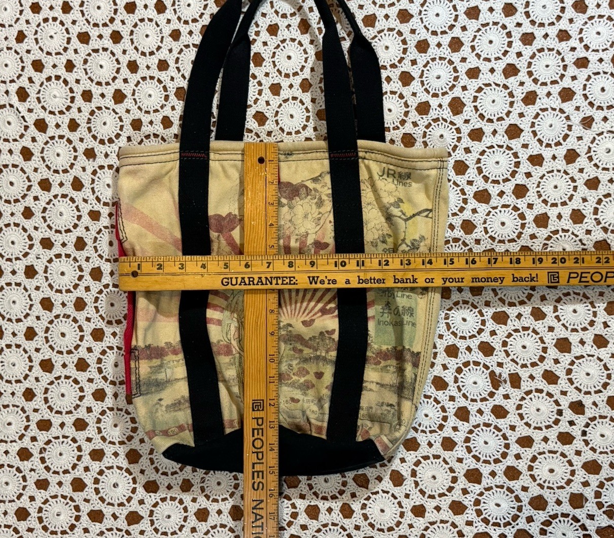 Lucky Brand Canvas Tote Bag Geisha Japanese Art Y2K Grunge Retro Funky