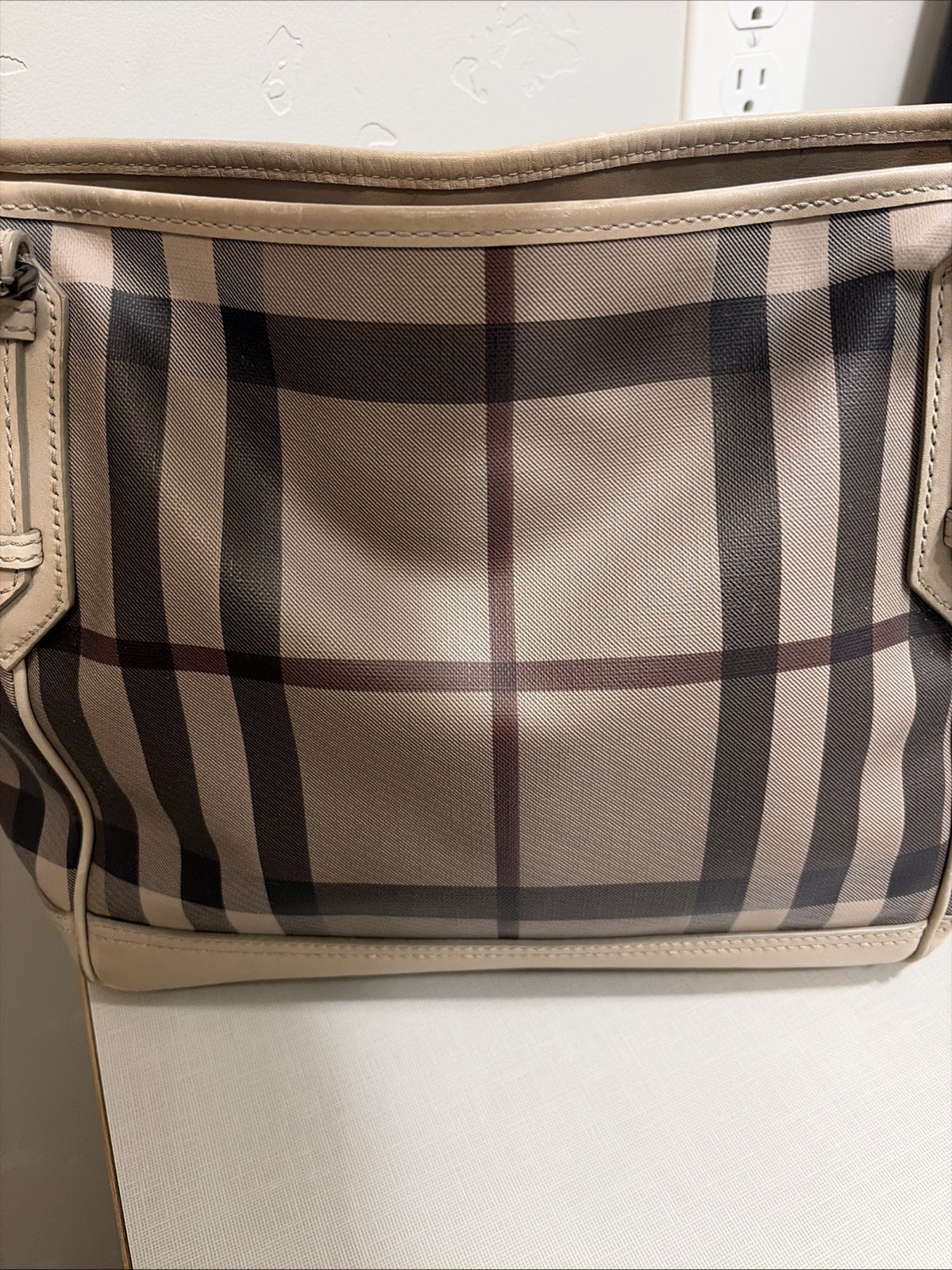 Burberry Beige Leather and PVC Totes Bag