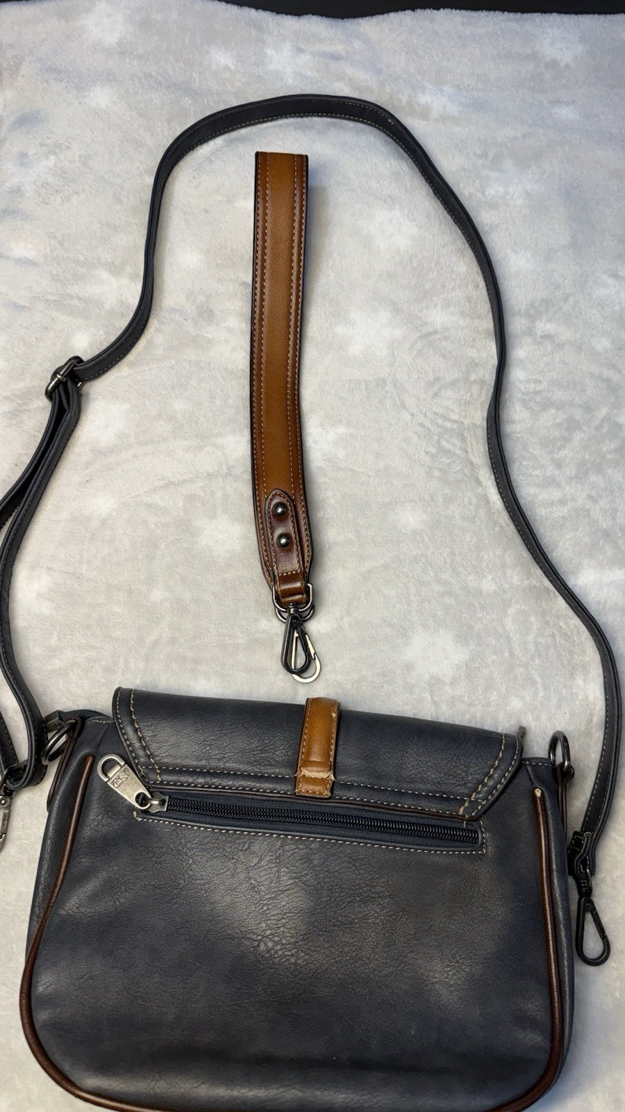 Navy Blue Crossbody Shoulder Bag 2 Straps Vintage Style AS IS