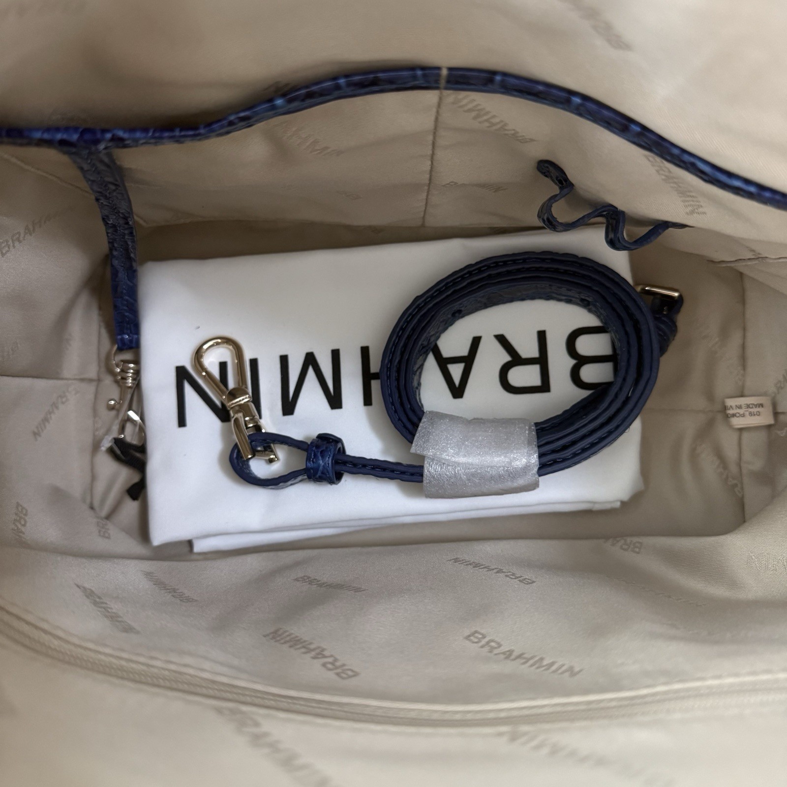 Brahmin Duxbury Satchel Affinity Solid Blue Melbourne Leather