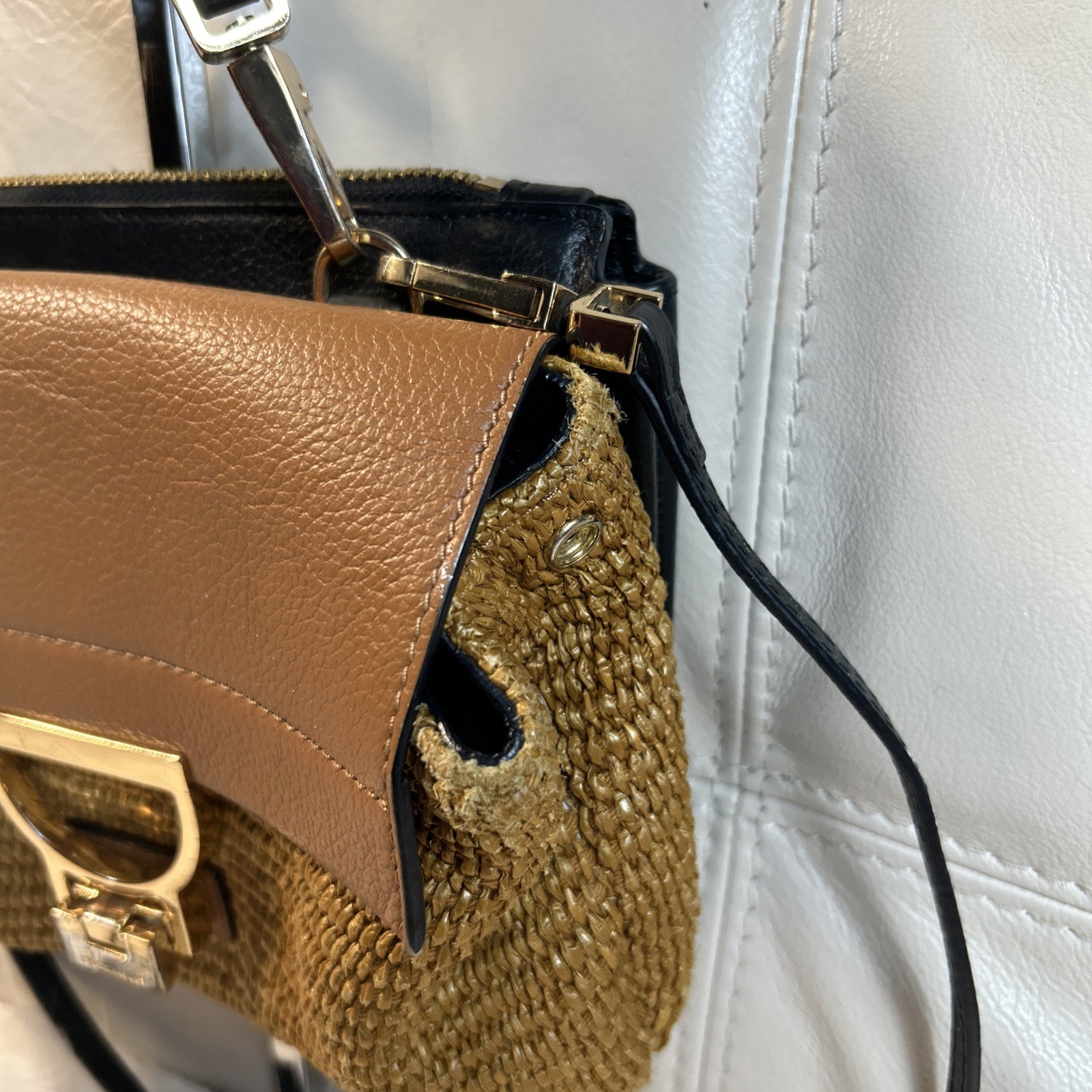 Coccinelle Bag Raffia Straw Small Classic Travel Crossbody Top Handle Artlettis