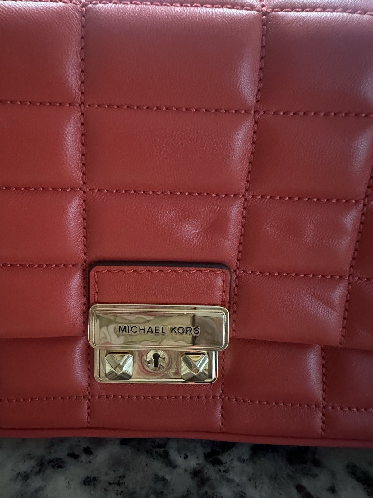 Michael Kors Tribeca Large Quilted Leather Shoulder Bag Burnt Sienna- New w/ Tag