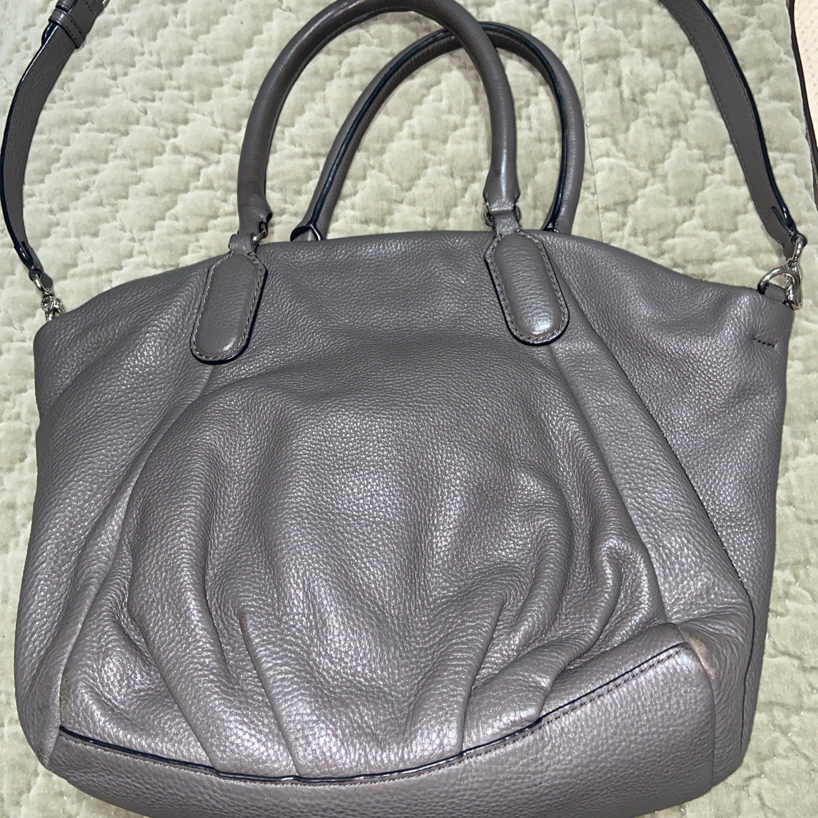 MARC by MARC JACOBS Pebbled Leather Gray Classic Q Fran Shopper Tote Bag