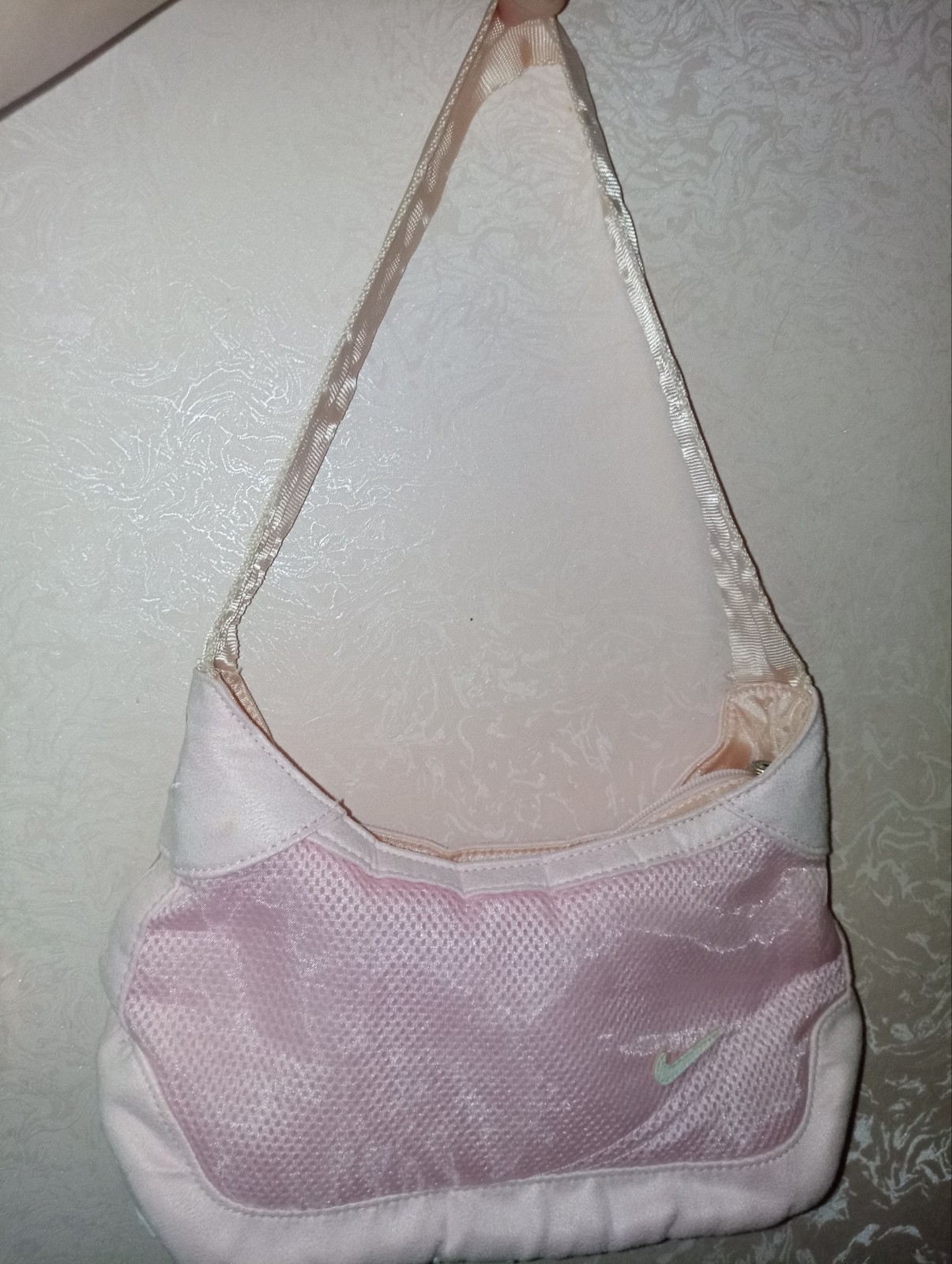 Vintage Nike Y2K Baguette Pink Mesh Shox Mini Hobo Bag Rare Waffle Sole Bottom
