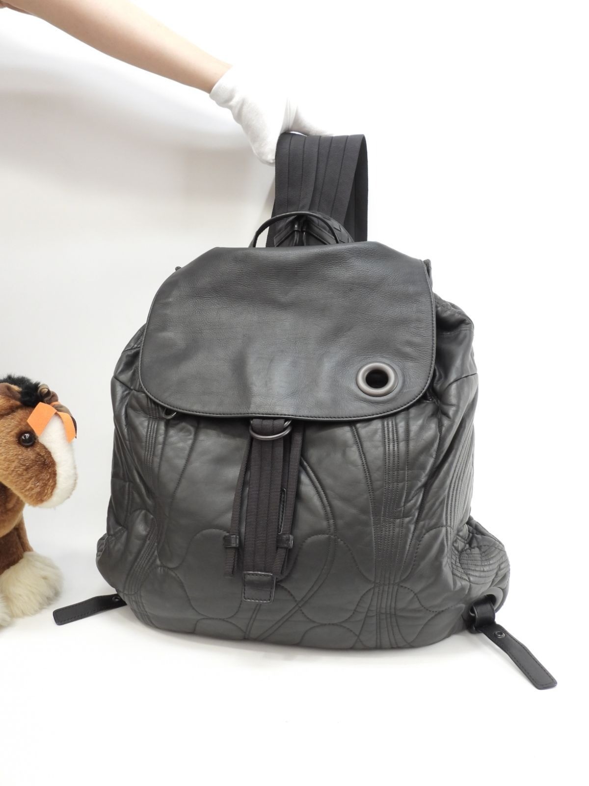 Bottega Veneta Backpack Gray Lambskin Leather 18.1*17.7*3.1 inch