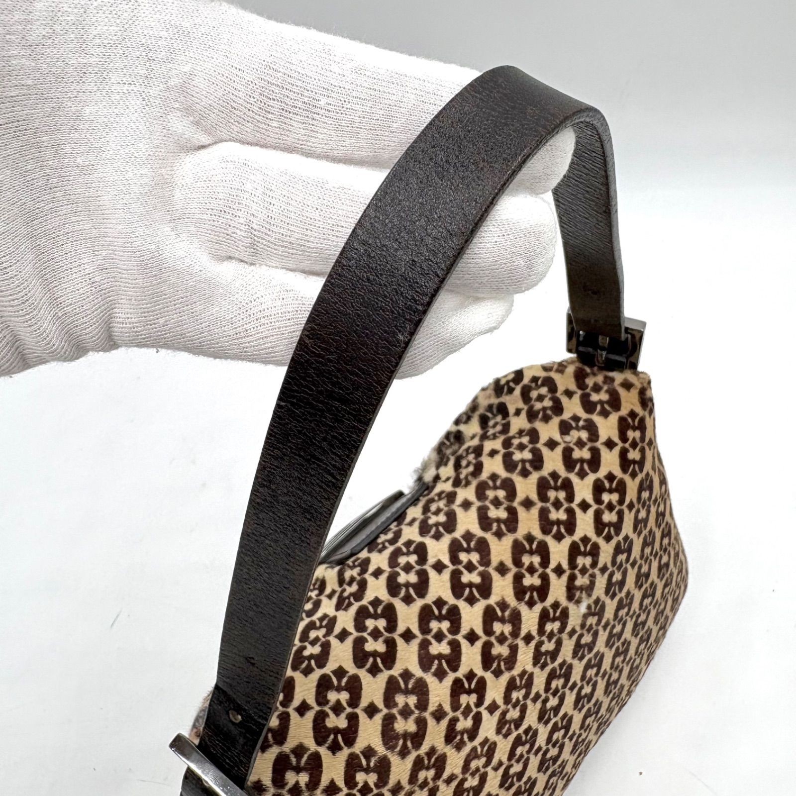 Auth FENDI Mamma Bucket Pony Hair Shoulder Bag 8BR400 2Y9657