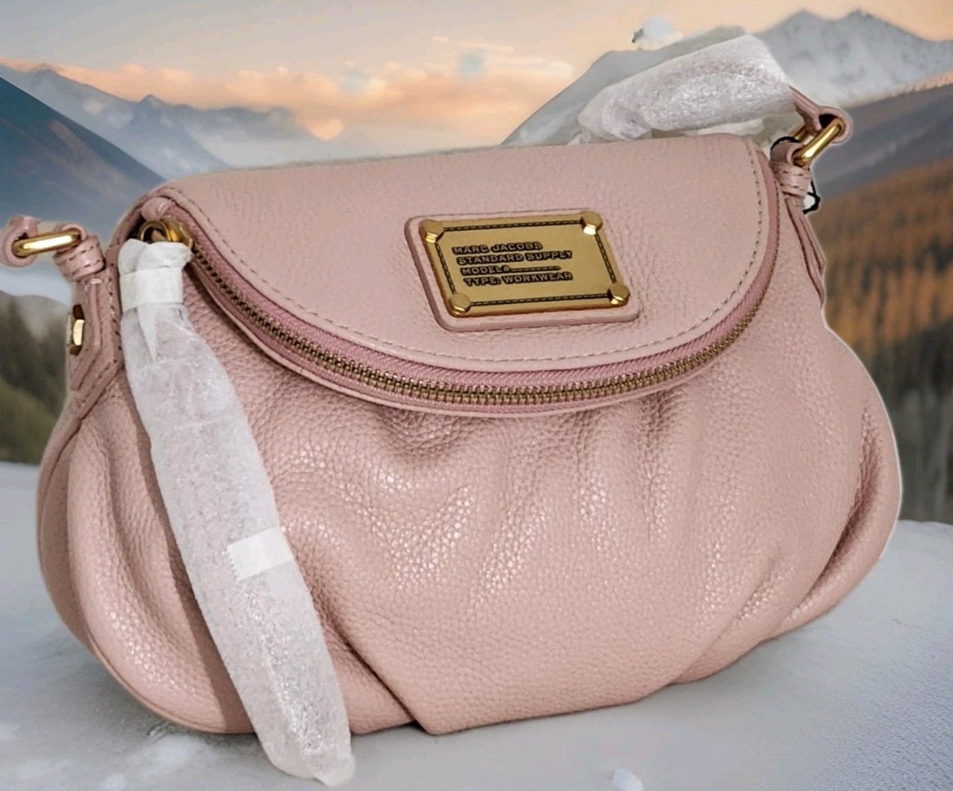 🌞MARC JACOBS CLASSIC Q NATASHA NEW ROSE PINK LEATHER SMALL CROSSBODY BAG🌺NWT!