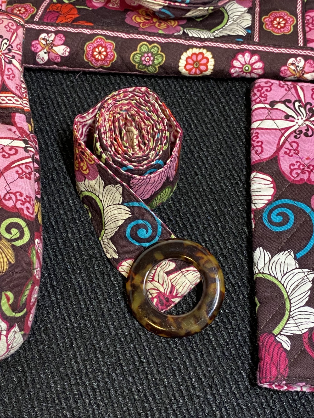 4 PCS! Vera Bradley Mod Floral Pink Tic Tac Tote, Belt, Little Betsy, Book Cover