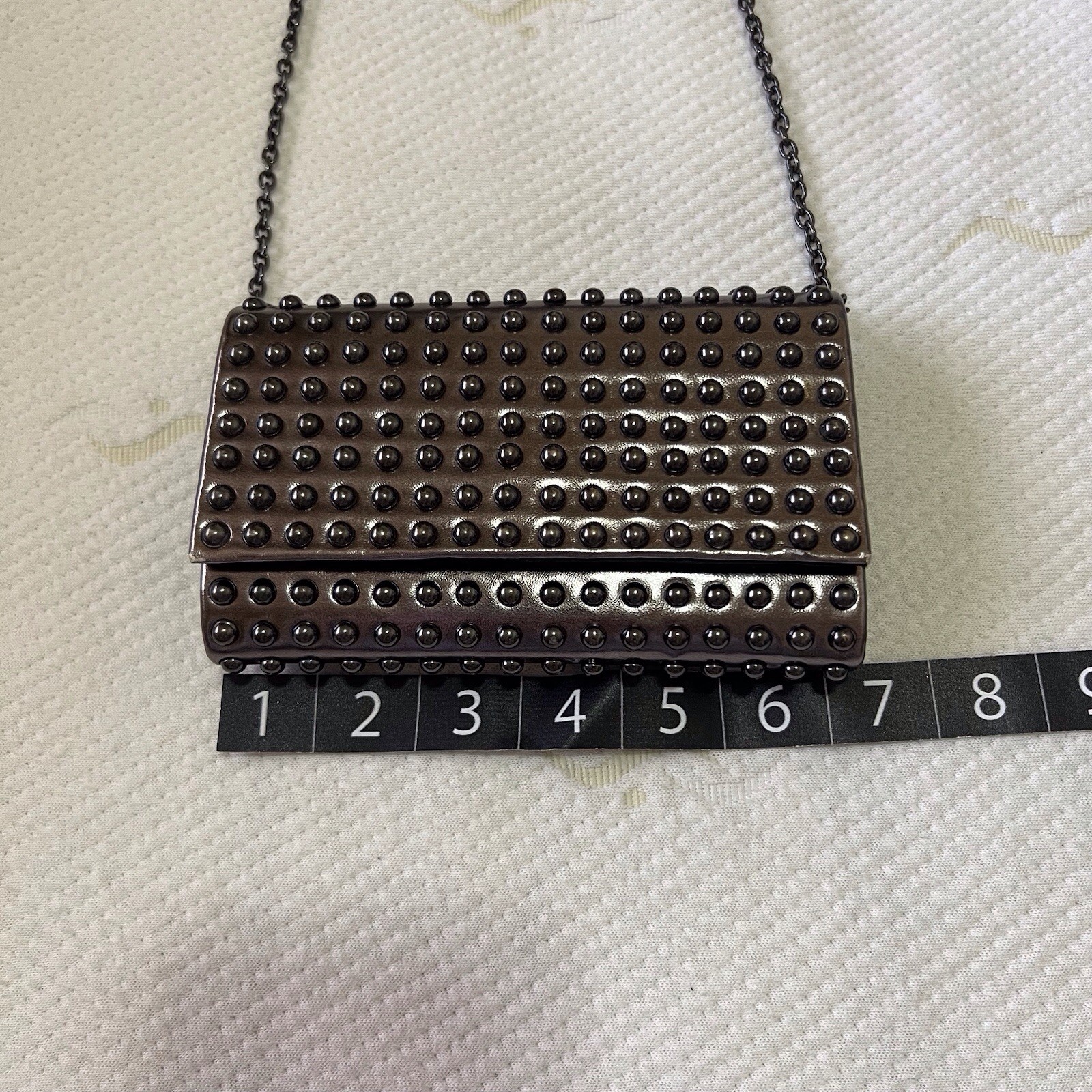 RSVP Paris Studded Chain Clutch Crossbody Bag Gunmetal Metallic Pocket Y2K Prom
