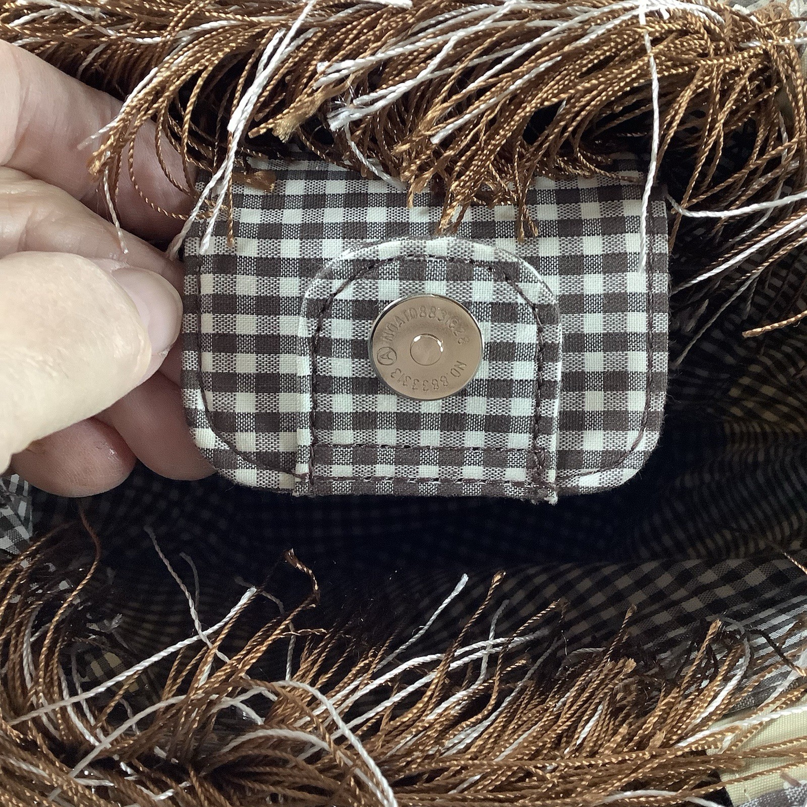 Western Style Purse Tote Bag Gingham Fringe Cowgirl Fabric Brown Cute