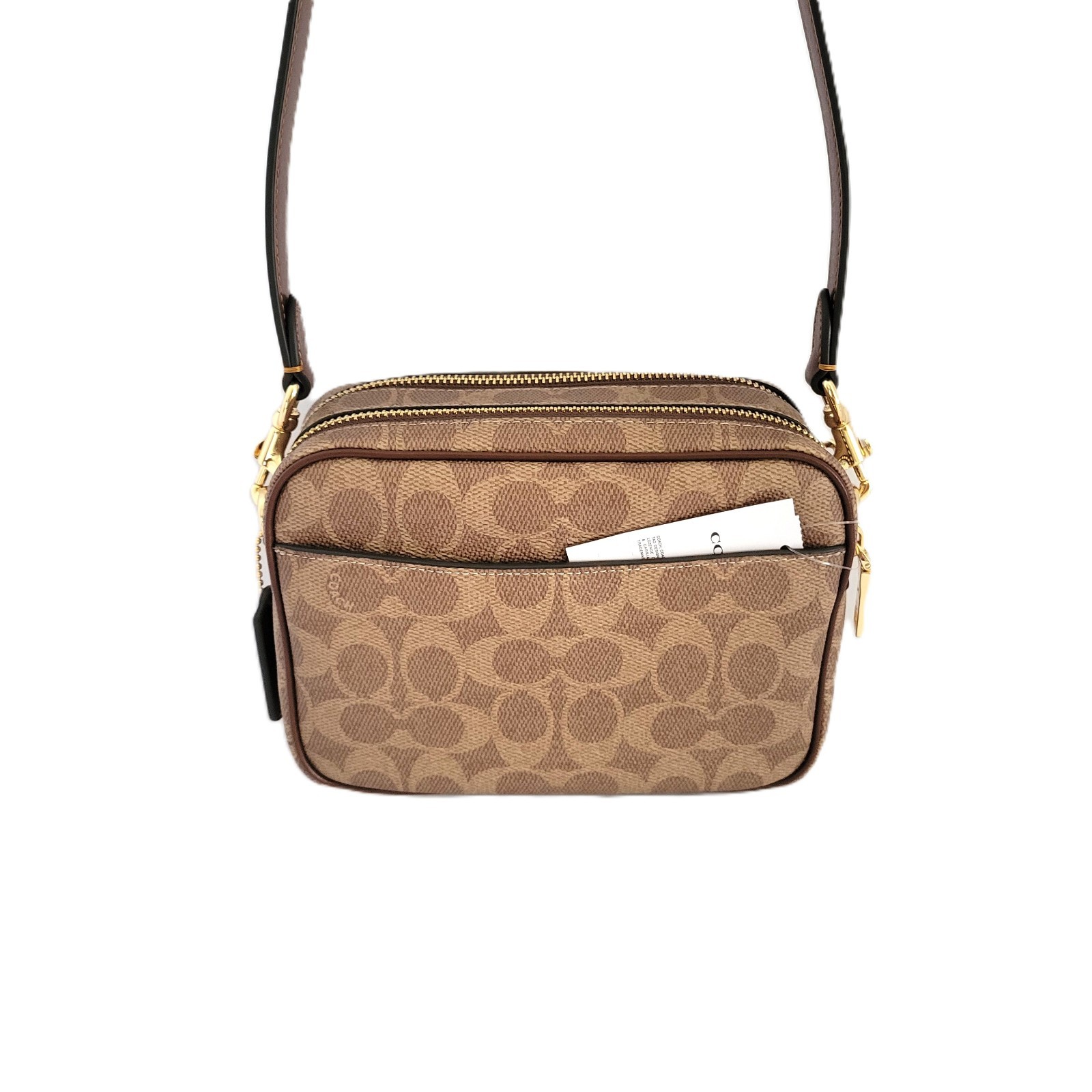 Coach CEK69 Mini Carey Signature PVC Crossbody Bag Handbag Tan Brown
