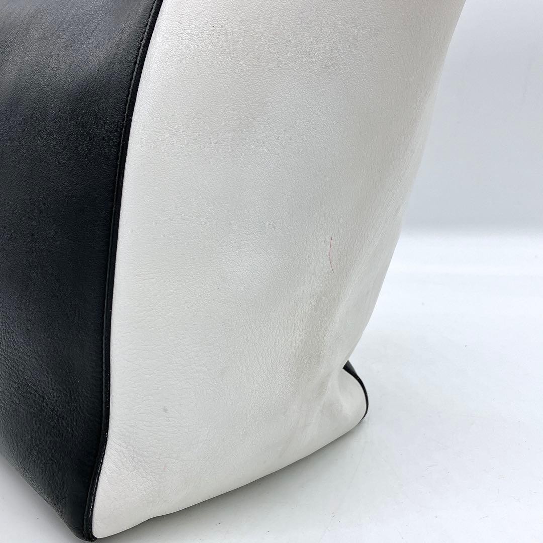 CELINE Tote Caba Phantom Leather Black White Authentic From Japan