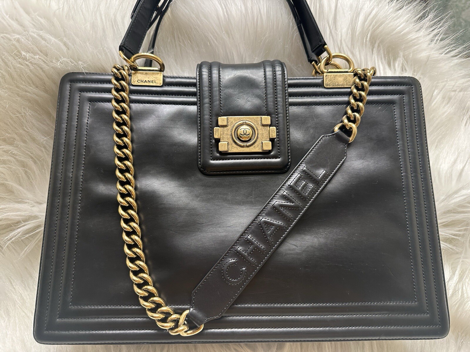 Chanel Large Reverso Le Boy two way shoulder/top-handle bag