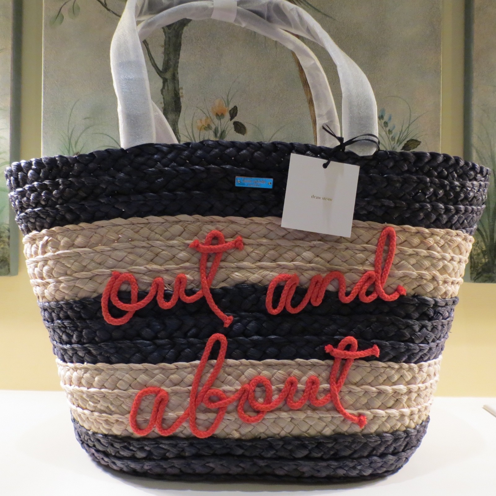NWT KATE SPADE SHORE THING OUT & ABOUT STRAW WICKER XL BEACH HANBAG TOTE $298.00