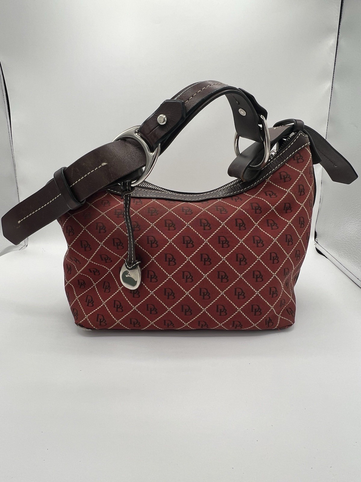 Dooney & Bourke Dark Red Signature Quilt Logo Shoulder Handbag Vintage