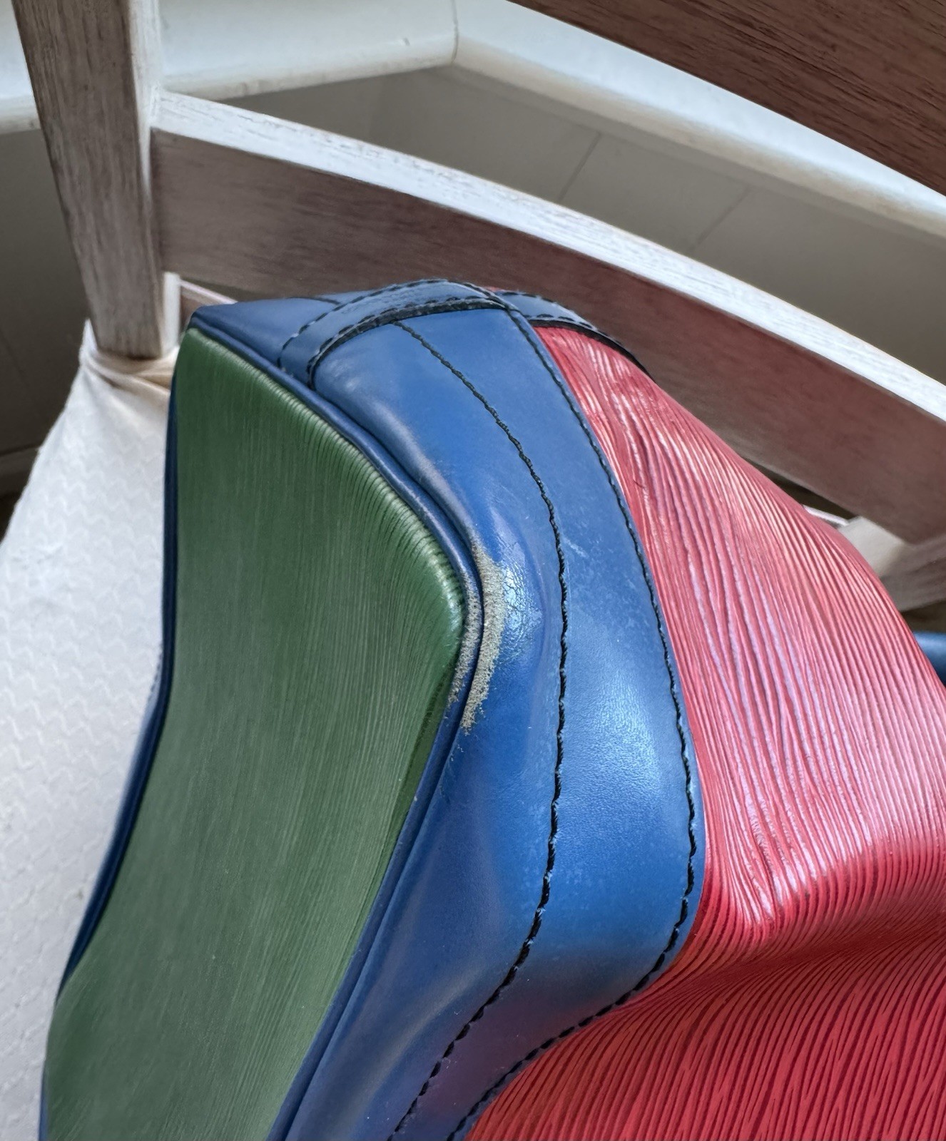 Louis Vuitton Authentic Large Epi Leather Noe GM In Blue, Red And Green