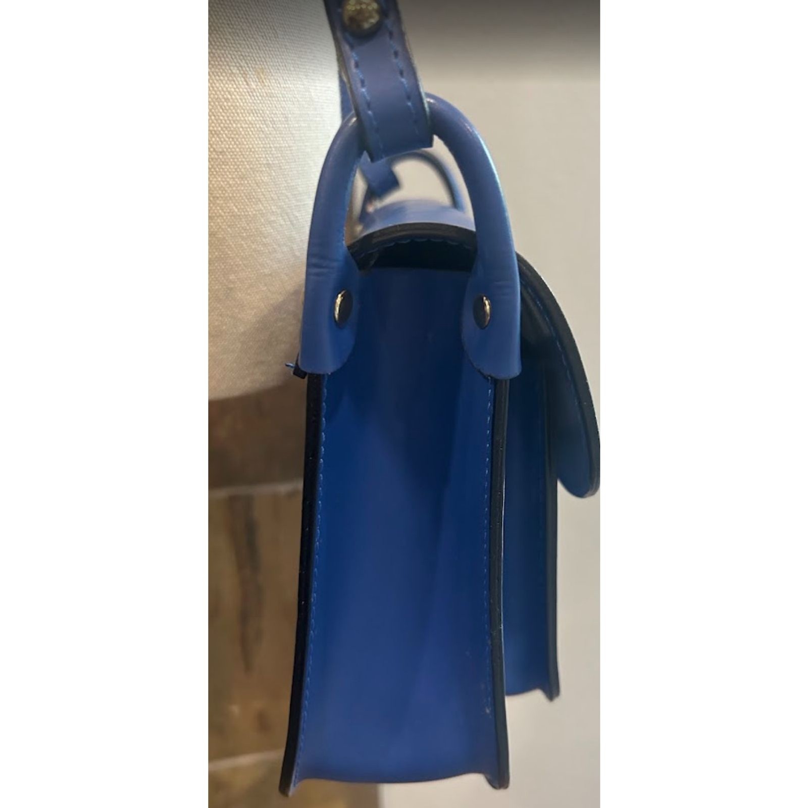 Genuine Florence Italian Leather Saddle Crossbody Bag – Electric Blue Tassel