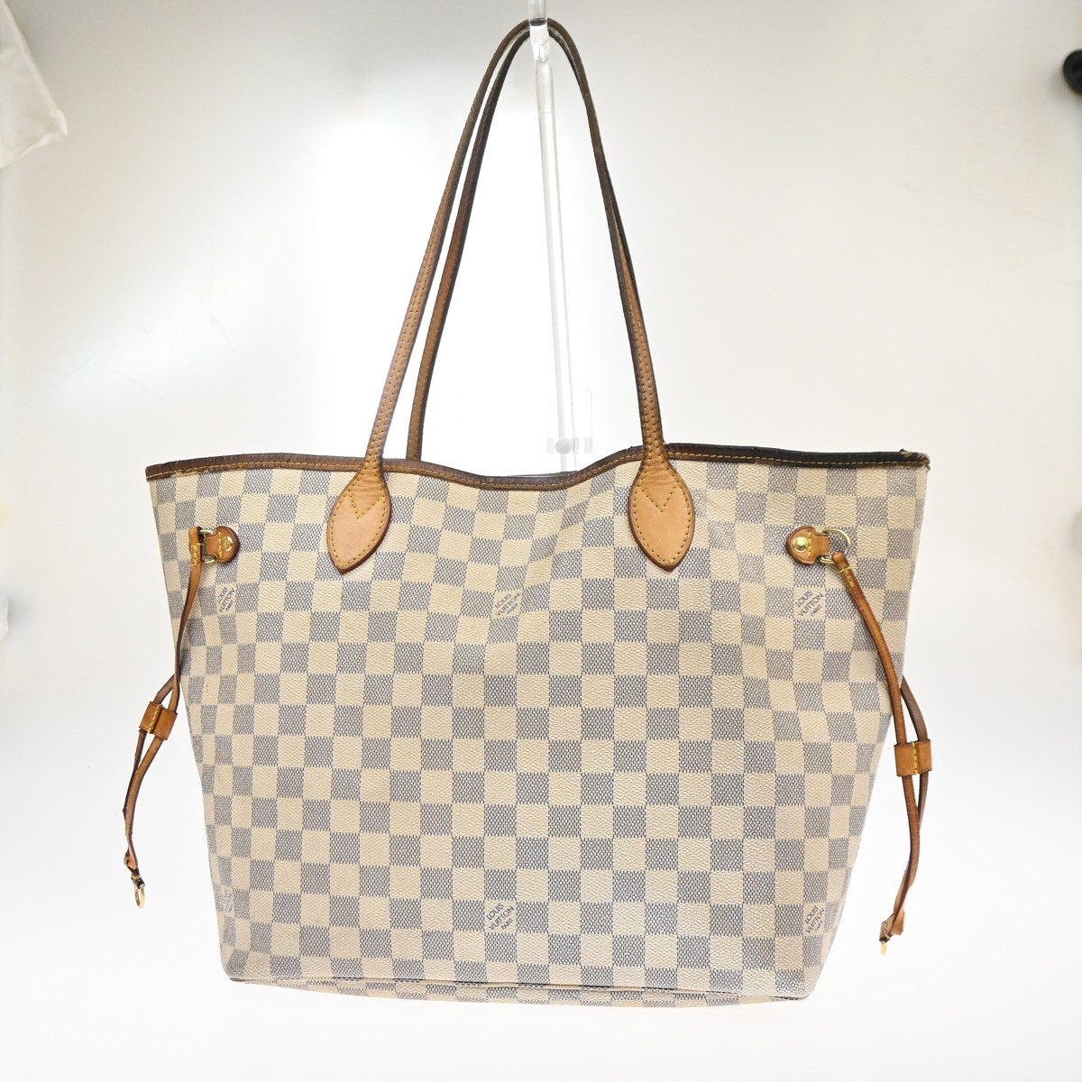 LOUIS VUITTON Neverfull MM Shoulder Bag Damier Azur Leather WE N51107 32MA629