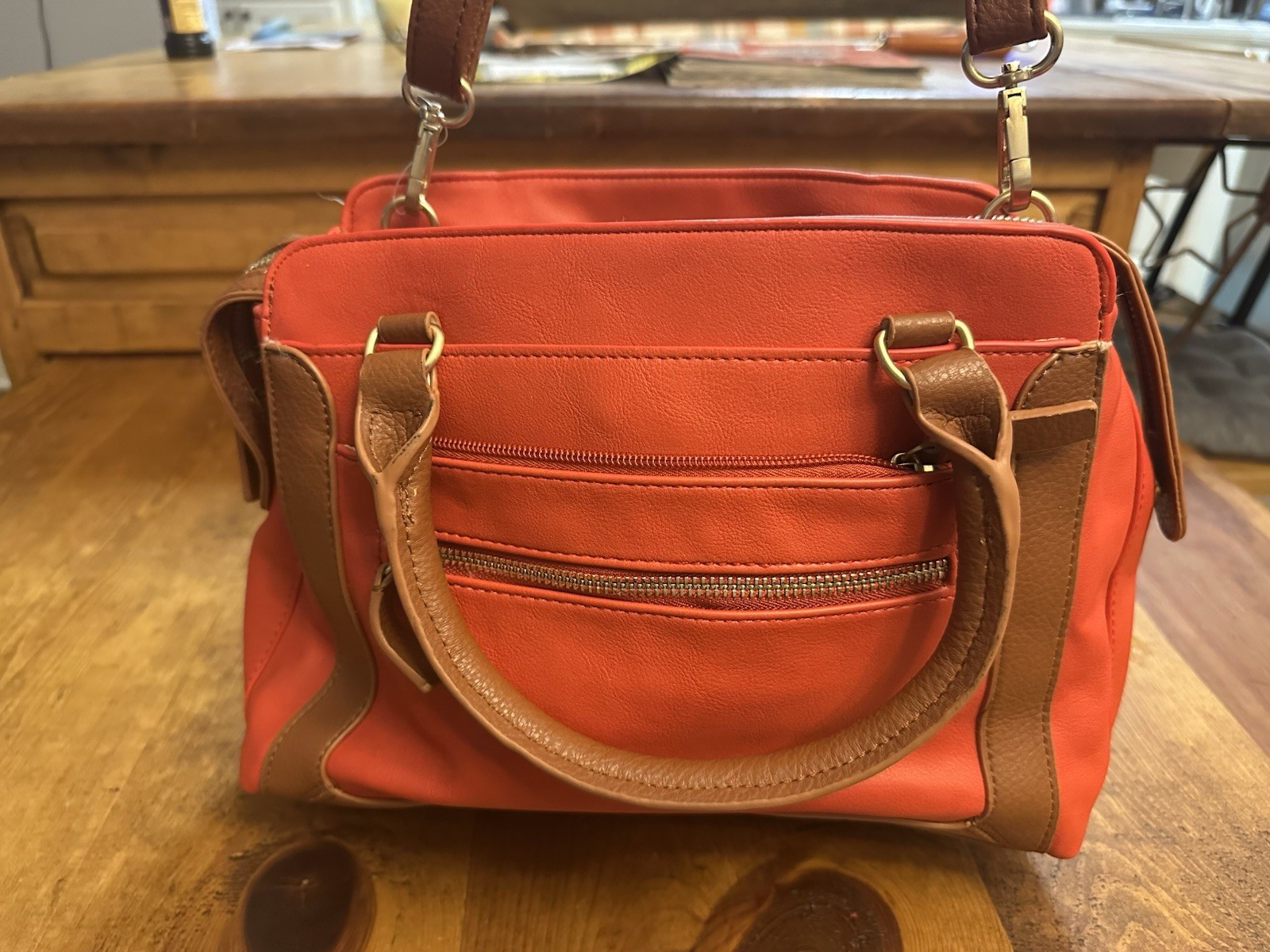 Time And Tru Shoulder Bag Purse Red Brown Crossbody