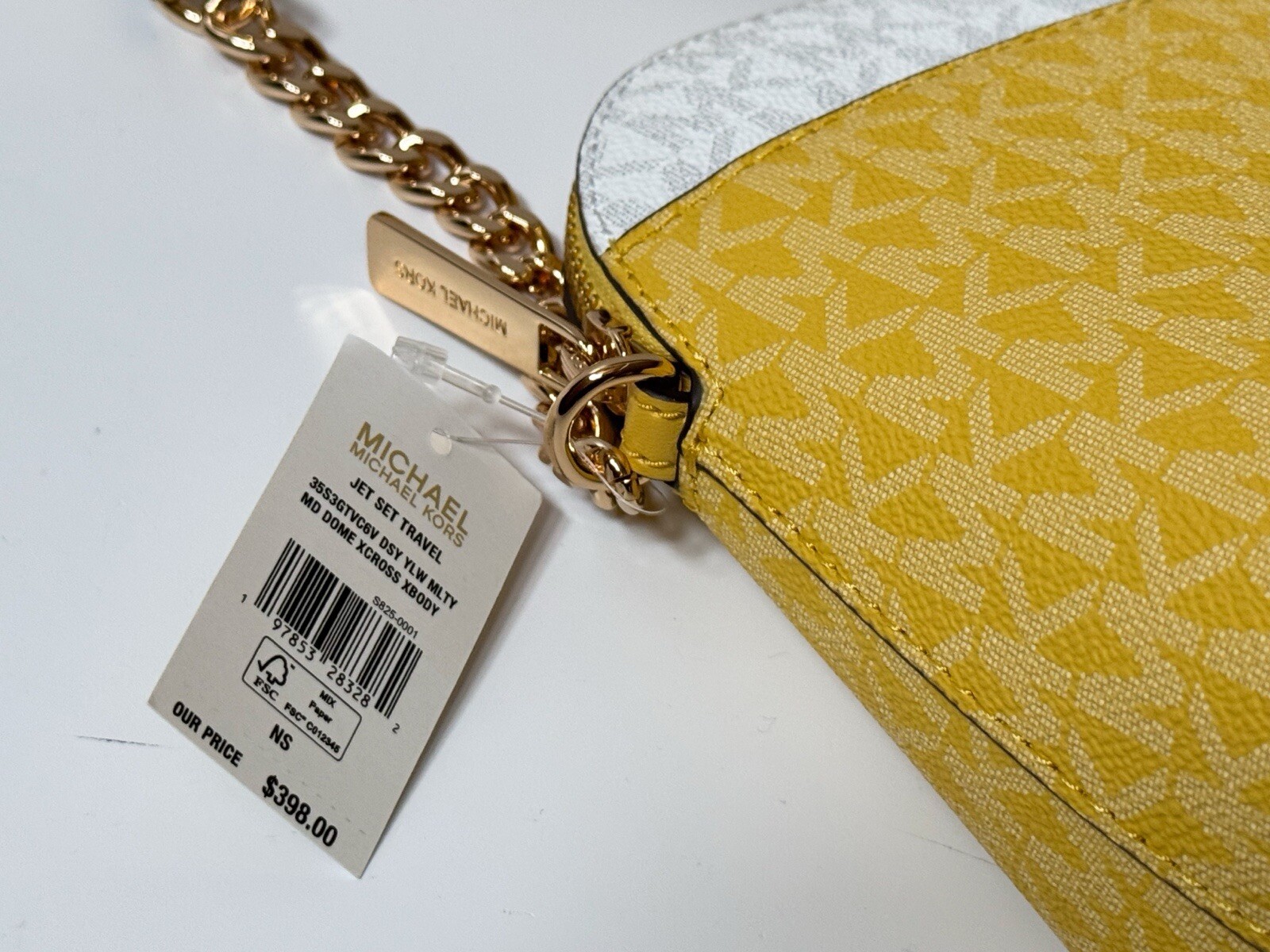 Michael Kors Jet Set Travel Dome Crossbody Bag MK Color-Block Yellow Multi