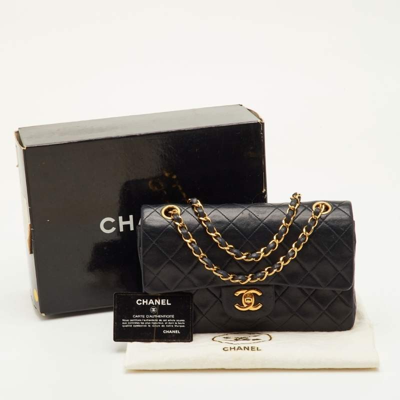 Chanel Classic Small Black Quilted Leather Double Flap Bag