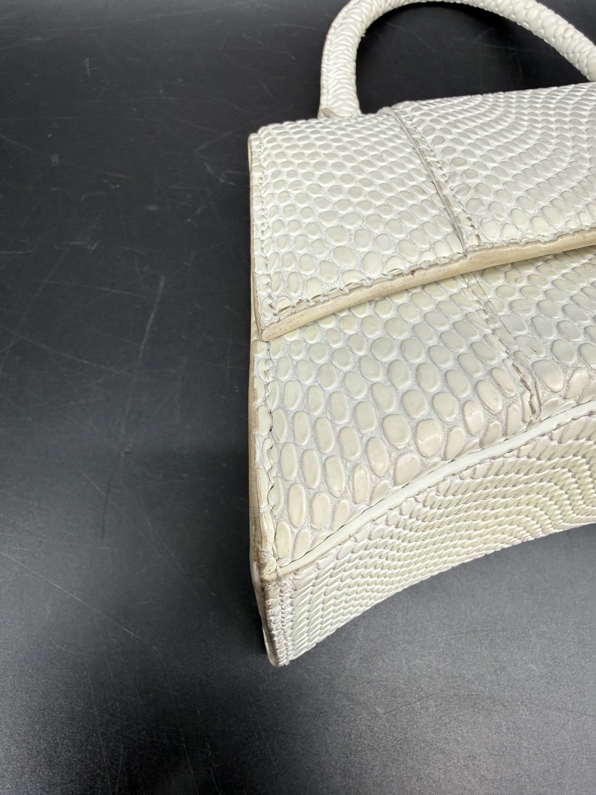 Balenciaga Small Hourglass Top Handle Python Embossed Designer Bag