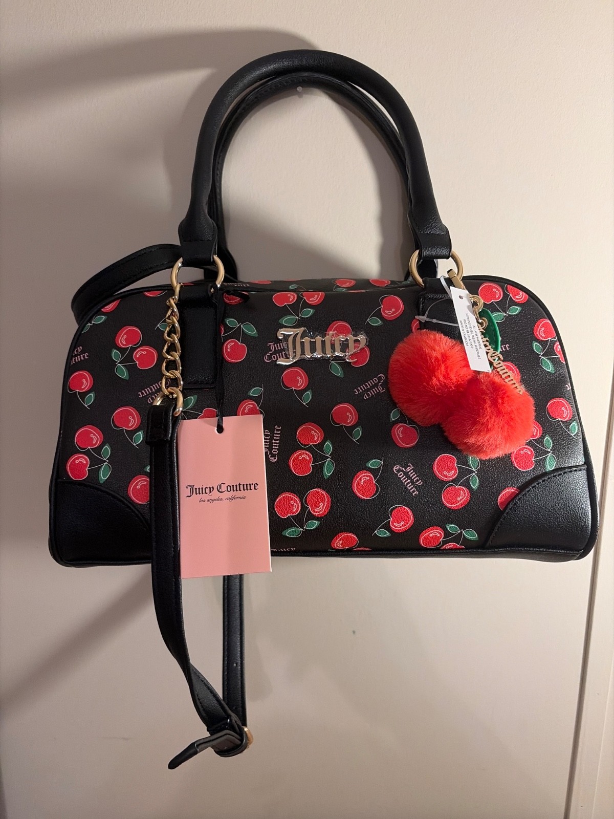 NWT Juicy Couture Cherry Girl Satchel / Crossbody – Black & Red – Cherries