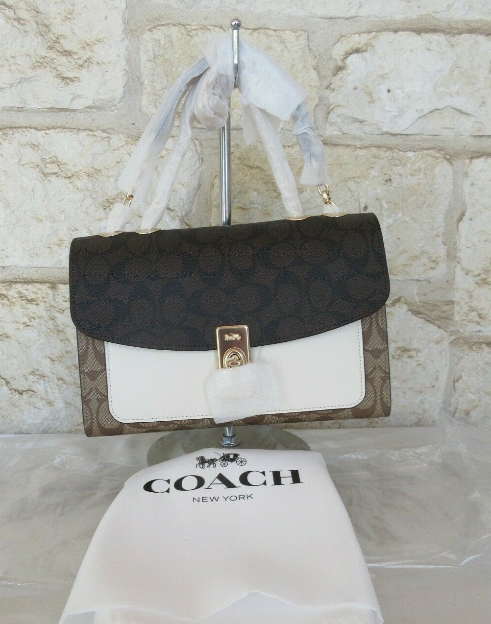 Coach Lane Shoulder Bag or Bag+Wallet Leather/Signature Turn-lock Chain Dust Bag