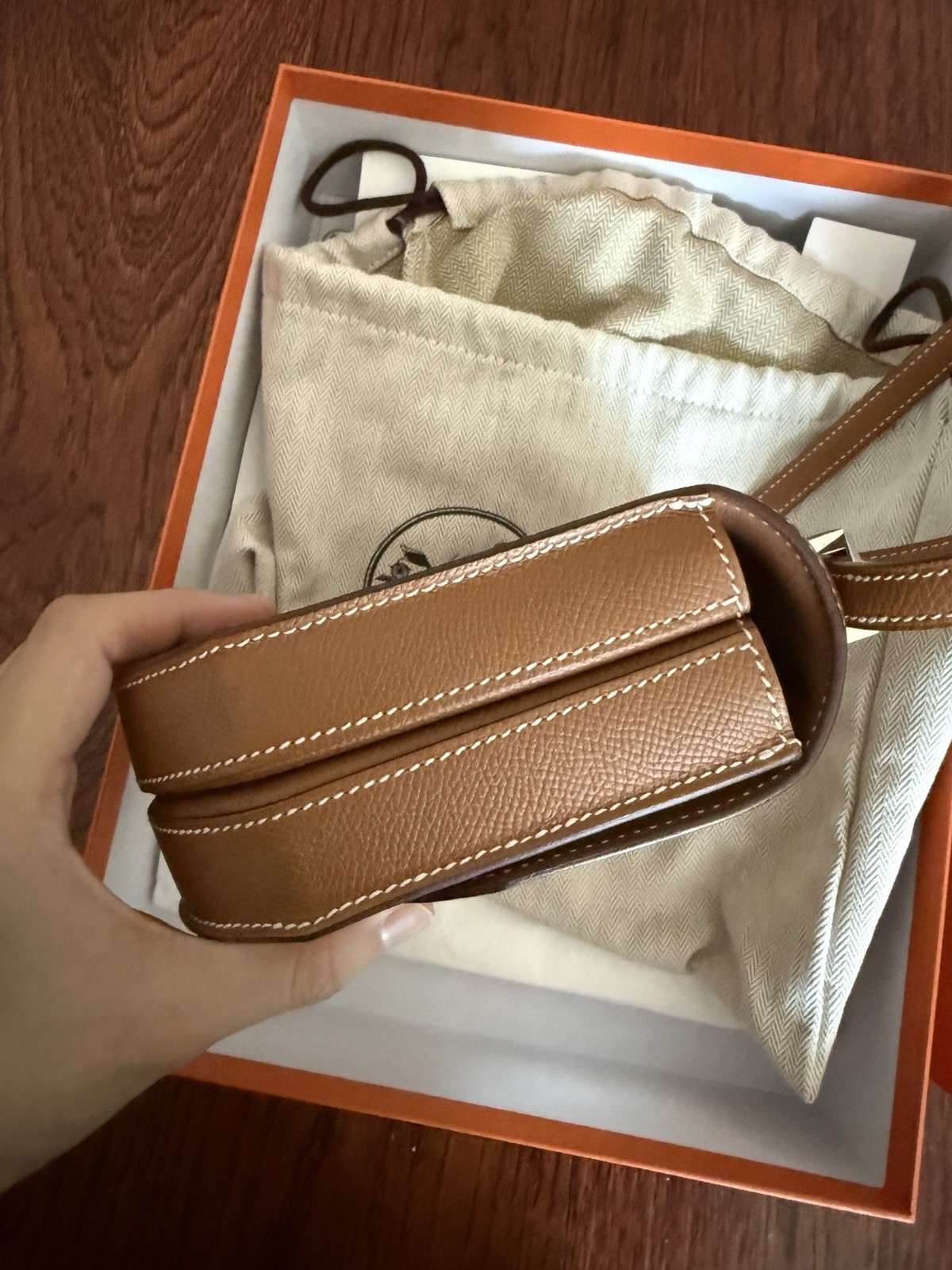 HERMES Mosaique Gold Epsom Leather Mini Bag Same As CONSTANCE 18 MINI SIZE PHW