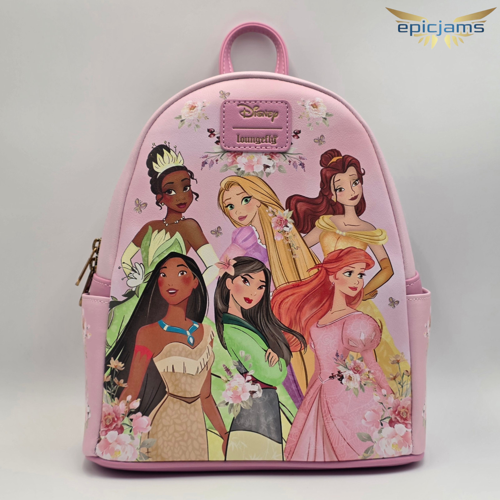 Loungefly Disney Princess Group Belle Tiana Ariel Mulan Rapunzel Mini Backpack