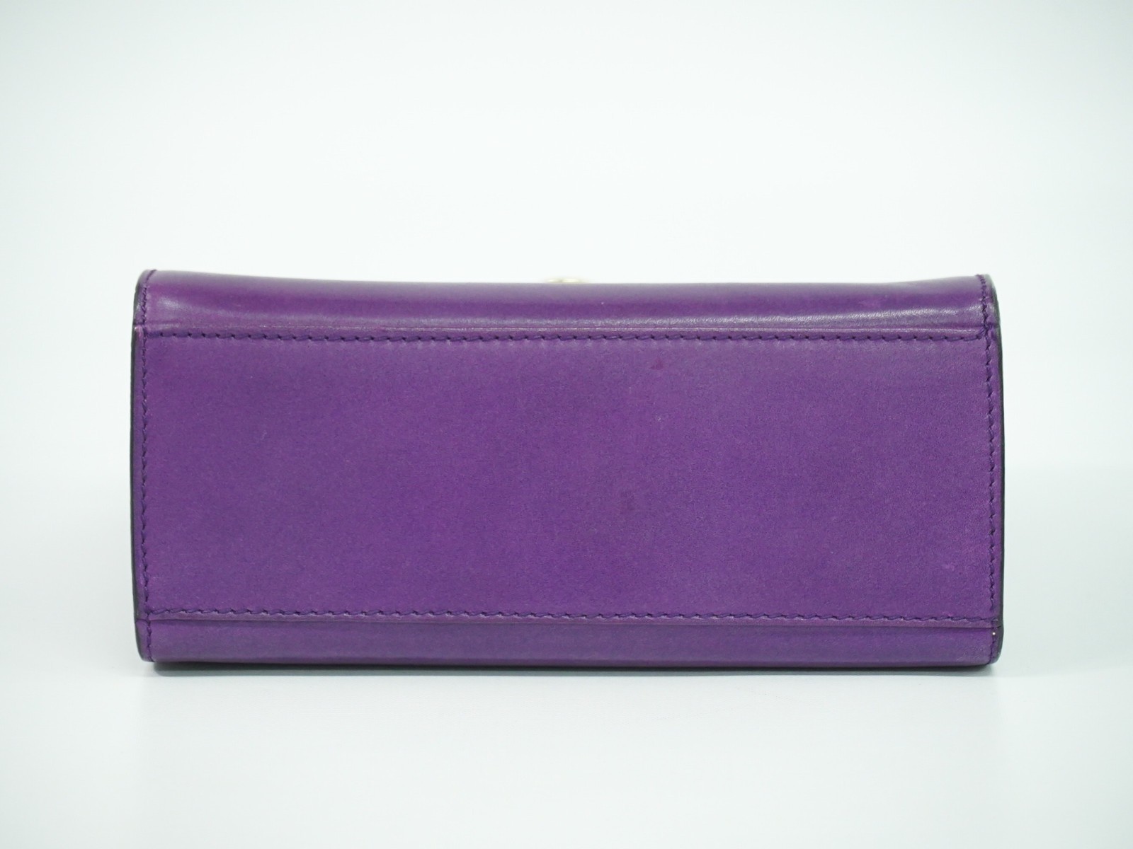 CELINE Leather Top Handle Handbag Purple Gold