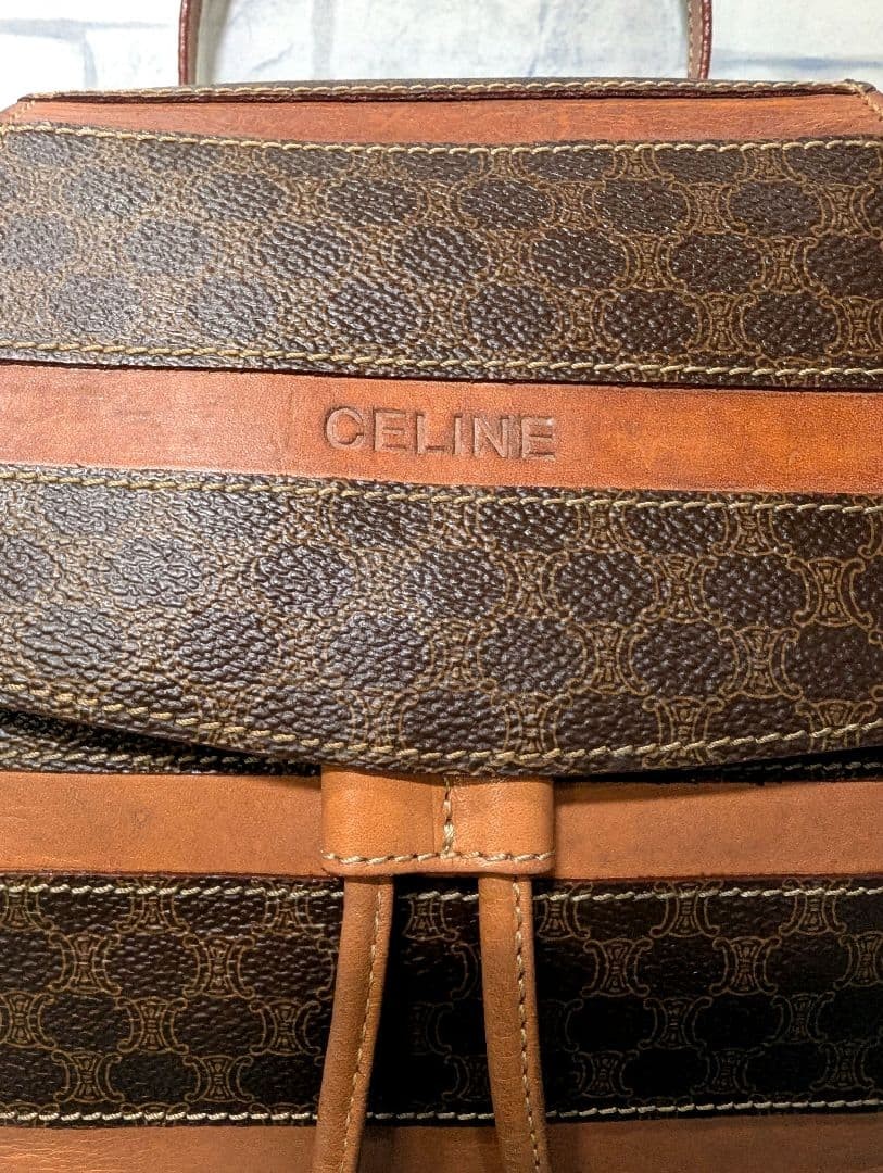 Celine Macadam Mini Backpack Border Pattern PVC Leather Vintage Shoulder Bag