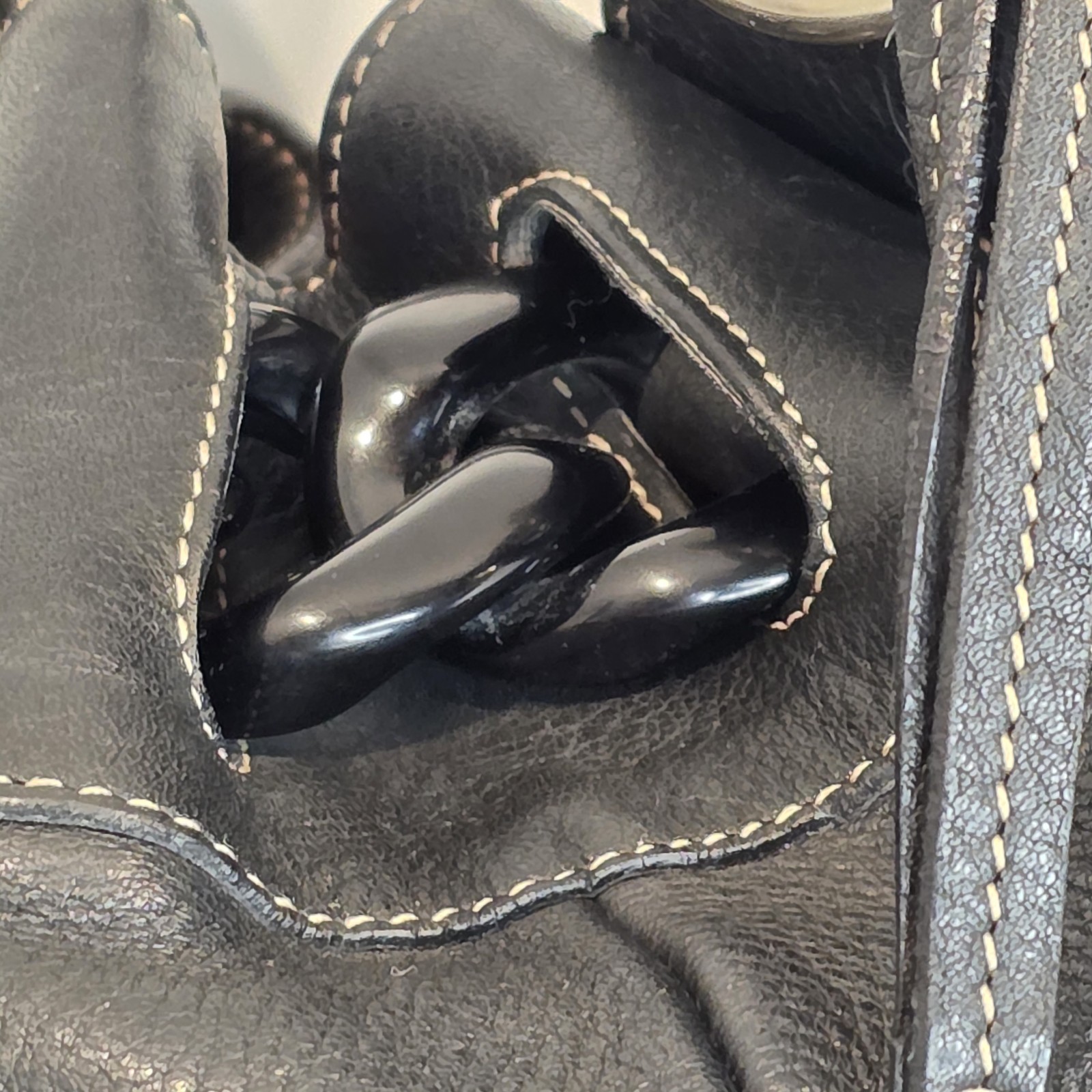 Furla Black Pebbled Leather Ruched Hobo Shoulder Bag Made in Italy Chain Accent