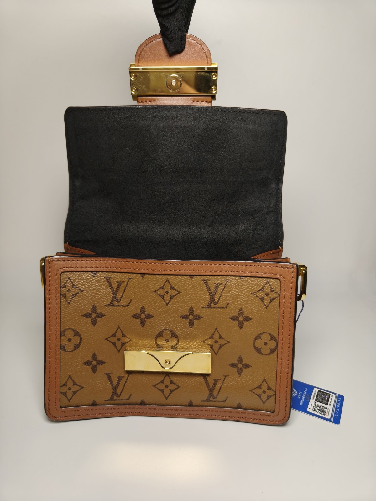 Louis Vuitton Dauphine Small Monogram Reverse Canvas Flap Bag Gold HW