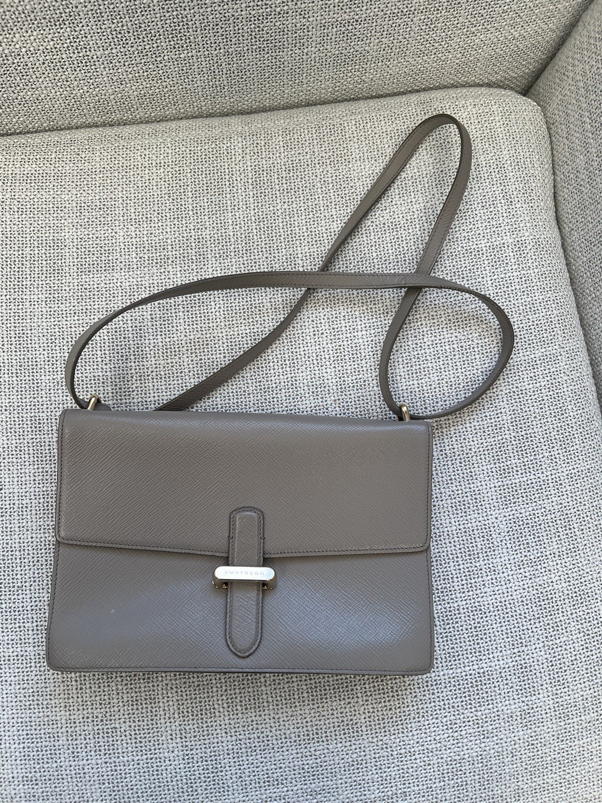 British brand Smythson Panama leather crossbody bag