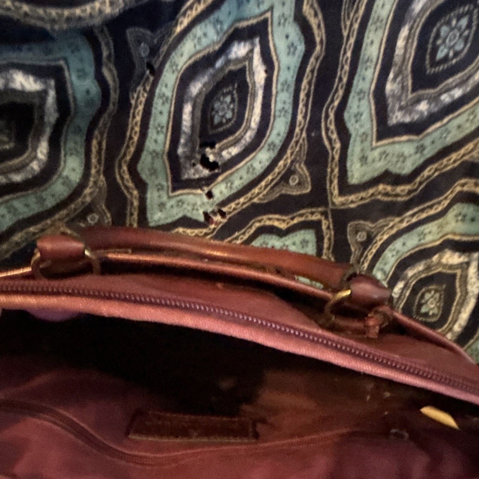 Brown Medium Woven/Braided Satchel Top Handle Zip, Lined, Gold HW Clochette
