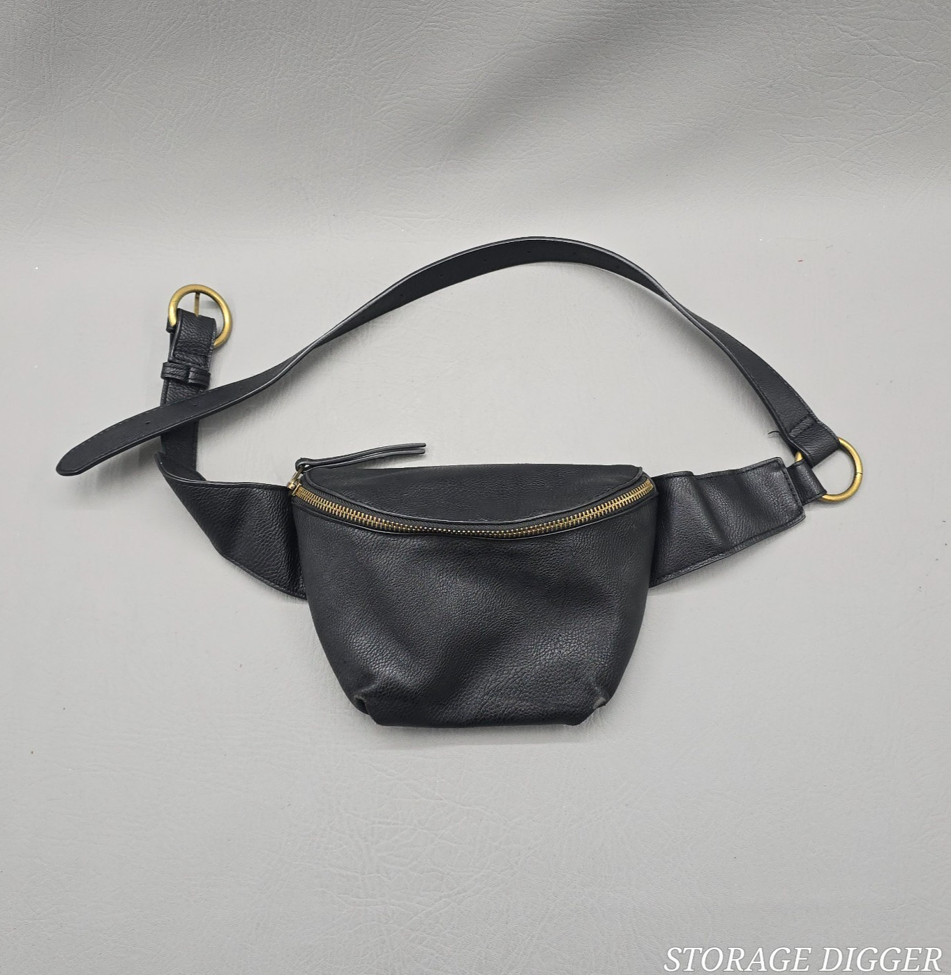 Universal Thread Black Non-Leather Belt Bag with Gold Tone Hardware and Zipper