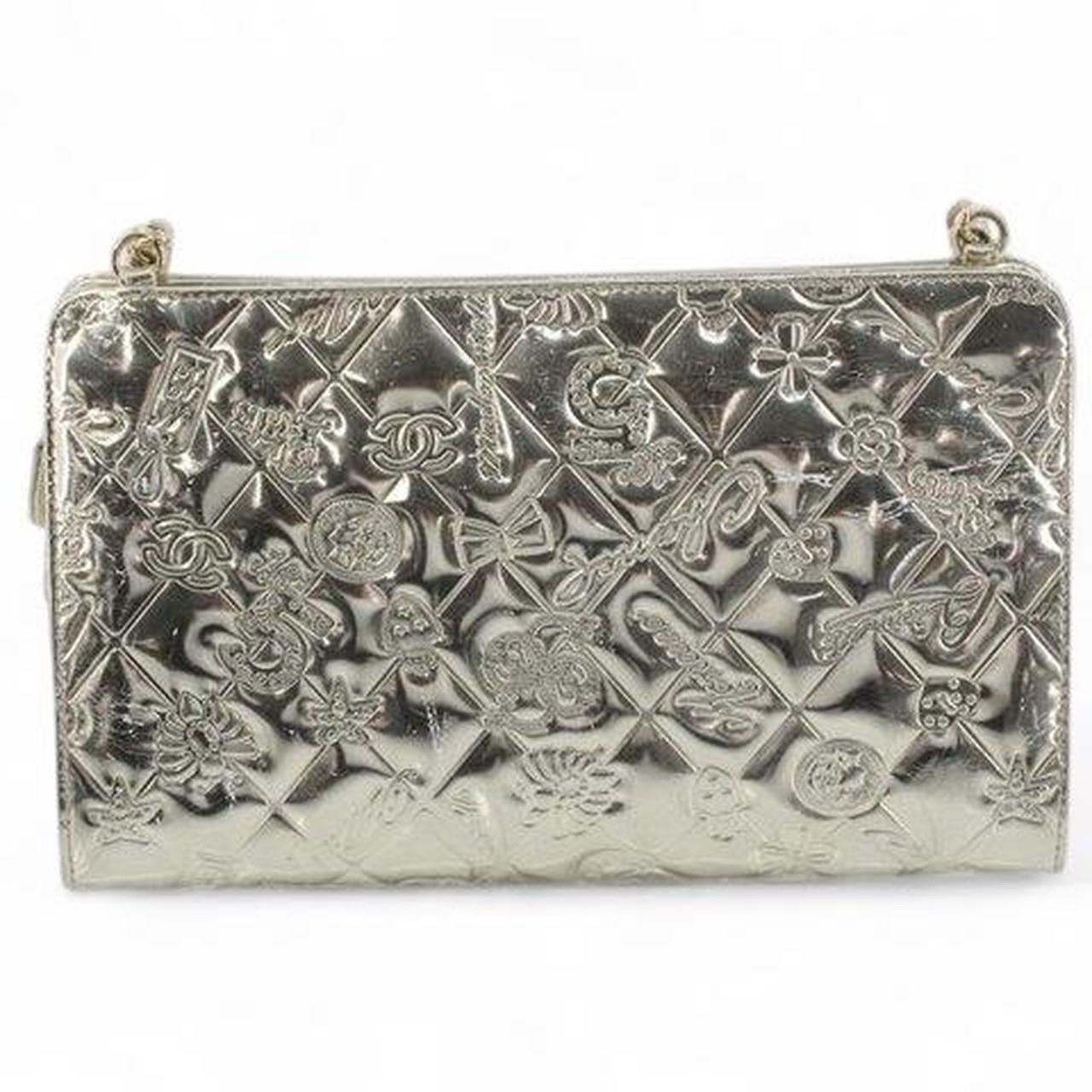 Chanel Leather Icon Series Bag Chain Silver Classic