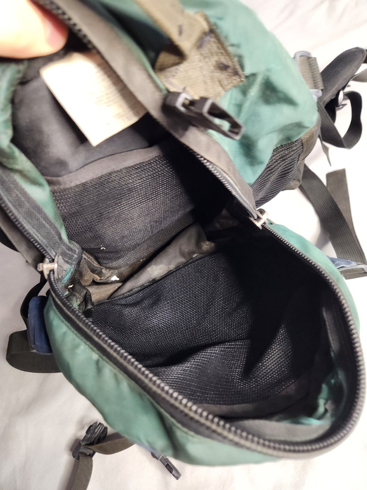 Vintage 90s North Face Backpack Bag Forest Green Black Hiking Camping Padded USA