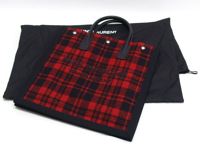 Saint Laurent Paris Rib Gauche Tote Bag, Check Pattern 1OT02042