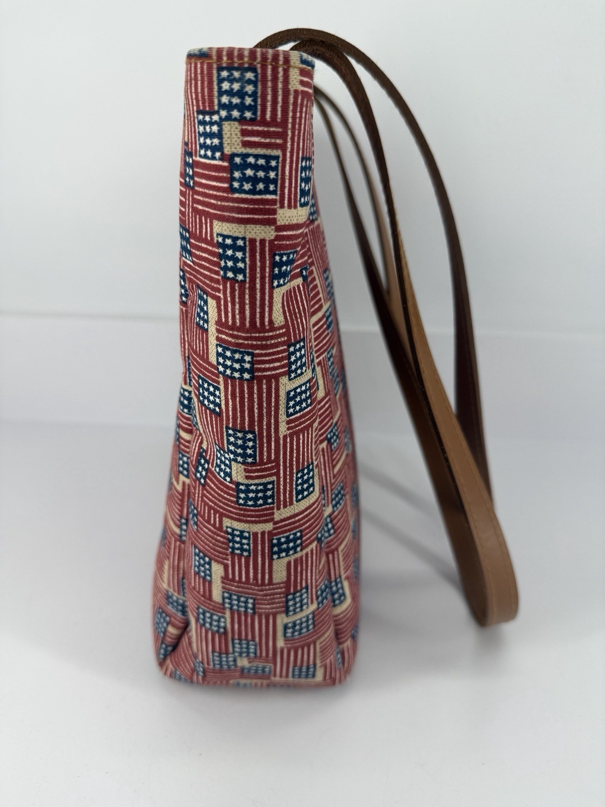 Longaberger American Flag Print Tote Handbag Shoulder Purse Made In The USA