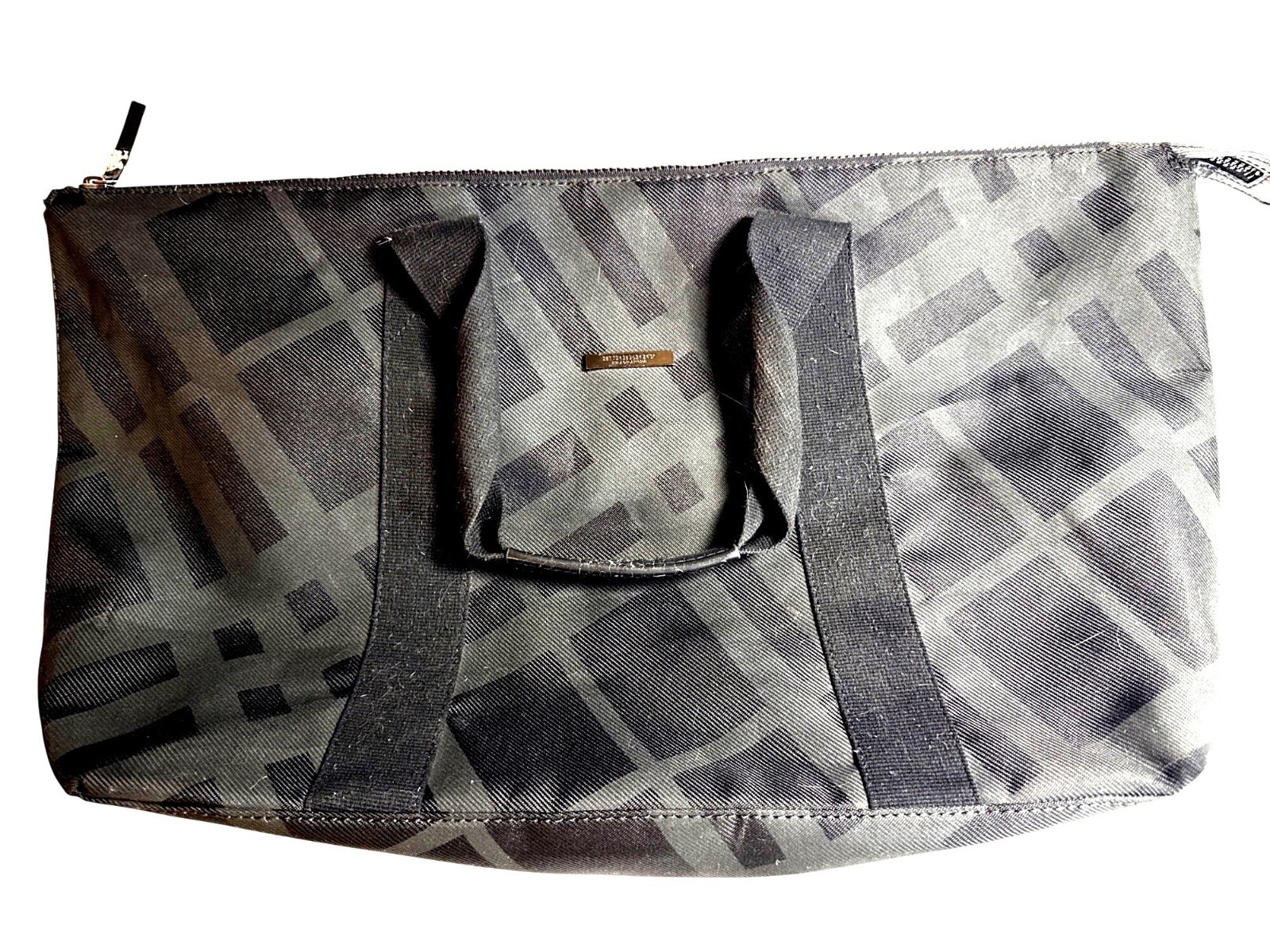 Burberry Black Checkered Fragrance Travel Tote Bag Sleek Work