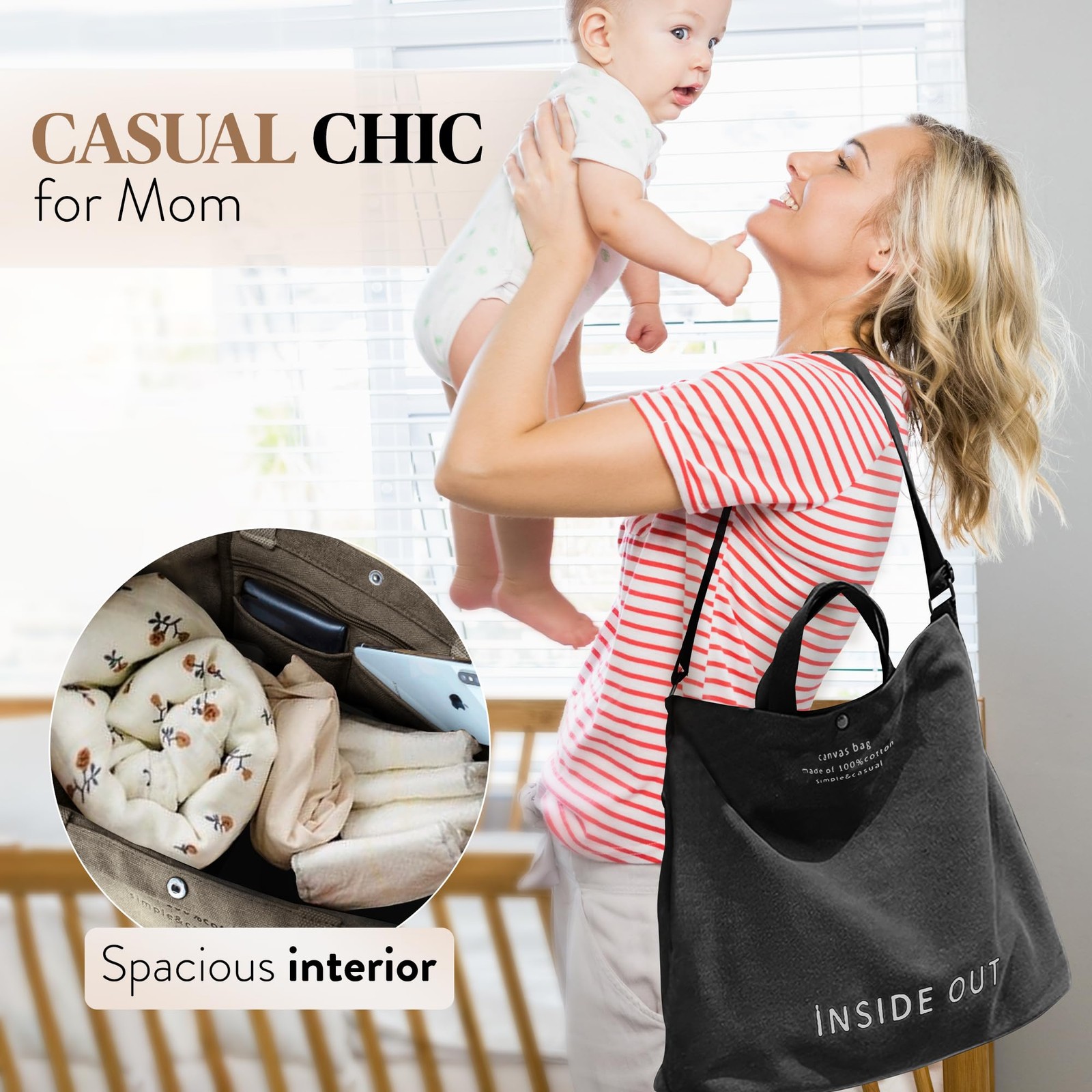 Large Canvas Tote Bag for Women, Fashion Crossbody, Large Capacity Shoulder Bag