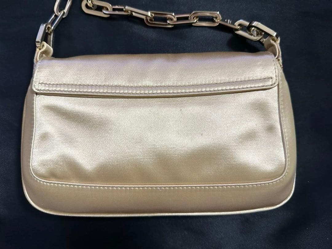 GUCCI Satin Chain Party Bag Women Auth 5.11 x 8.66 x 1.57inch